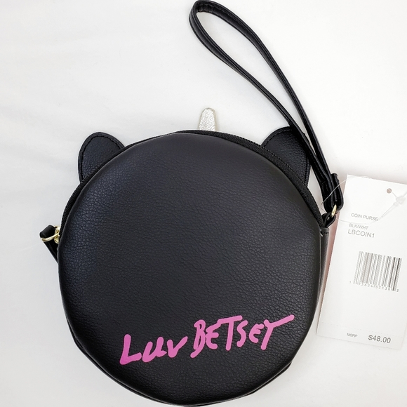 Betsey Johnson Black White Unicorn Boston Terrier Dog Clutch Wristlet Purse - Picture 2 of 3